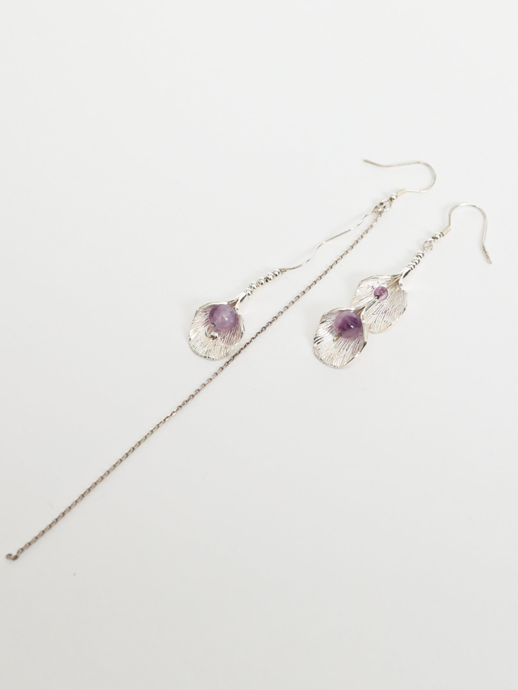 925Sterling silver, amethyst, white brassEarrings