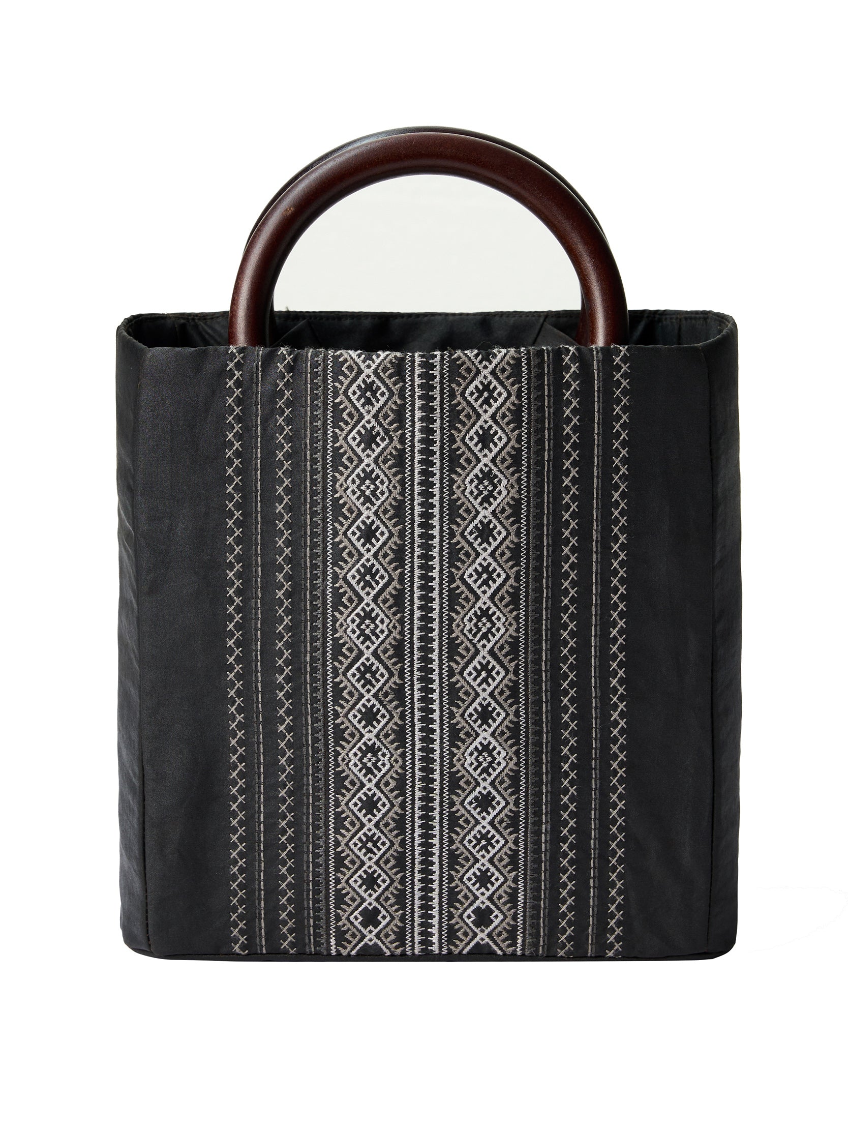 Gambiered canton silk embroidered handbag