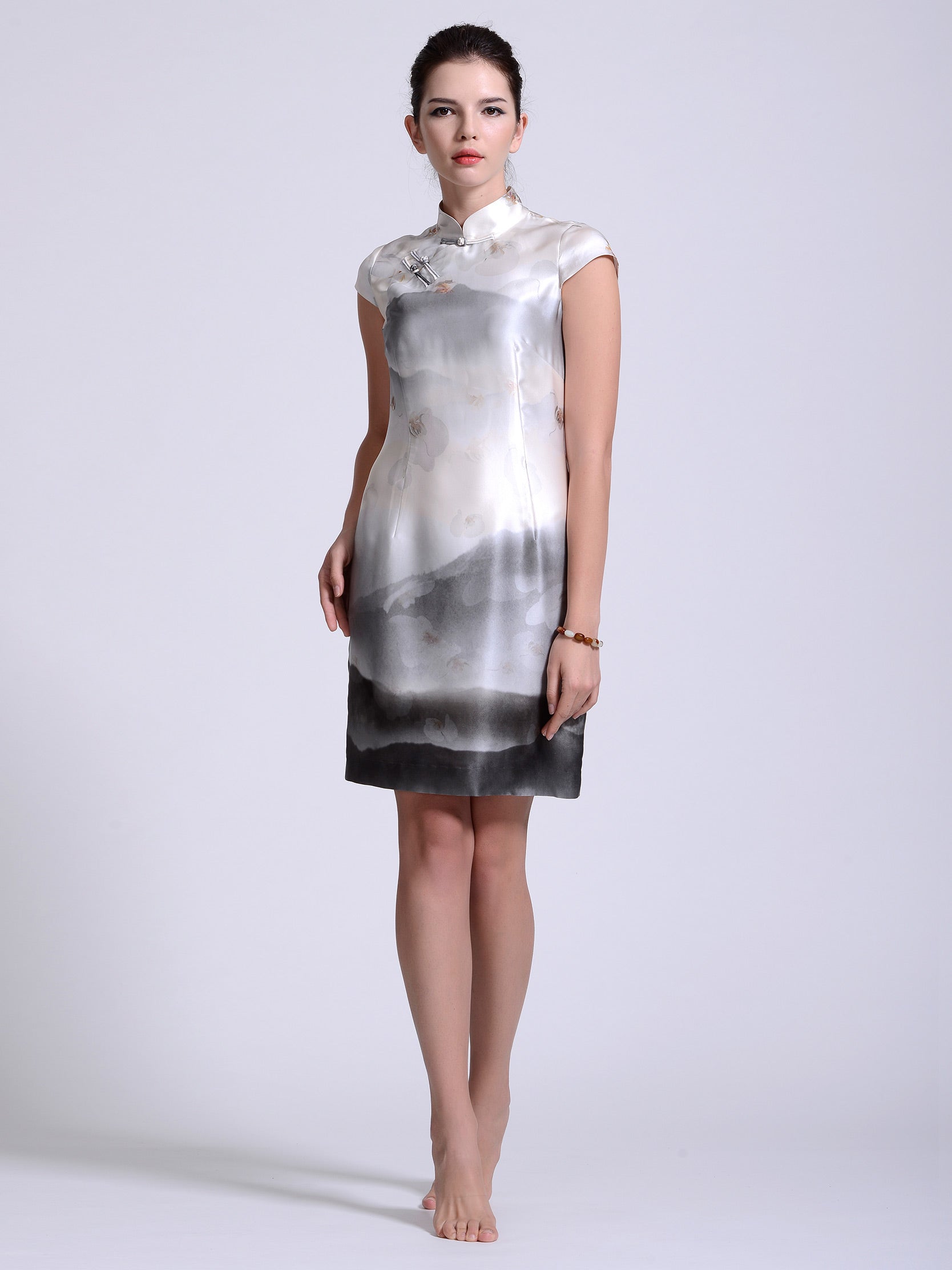 Print Mulberry Silk Qipao Dress TANGY Collection Print Mulberry Silk Qipao Dress TANGY Collection