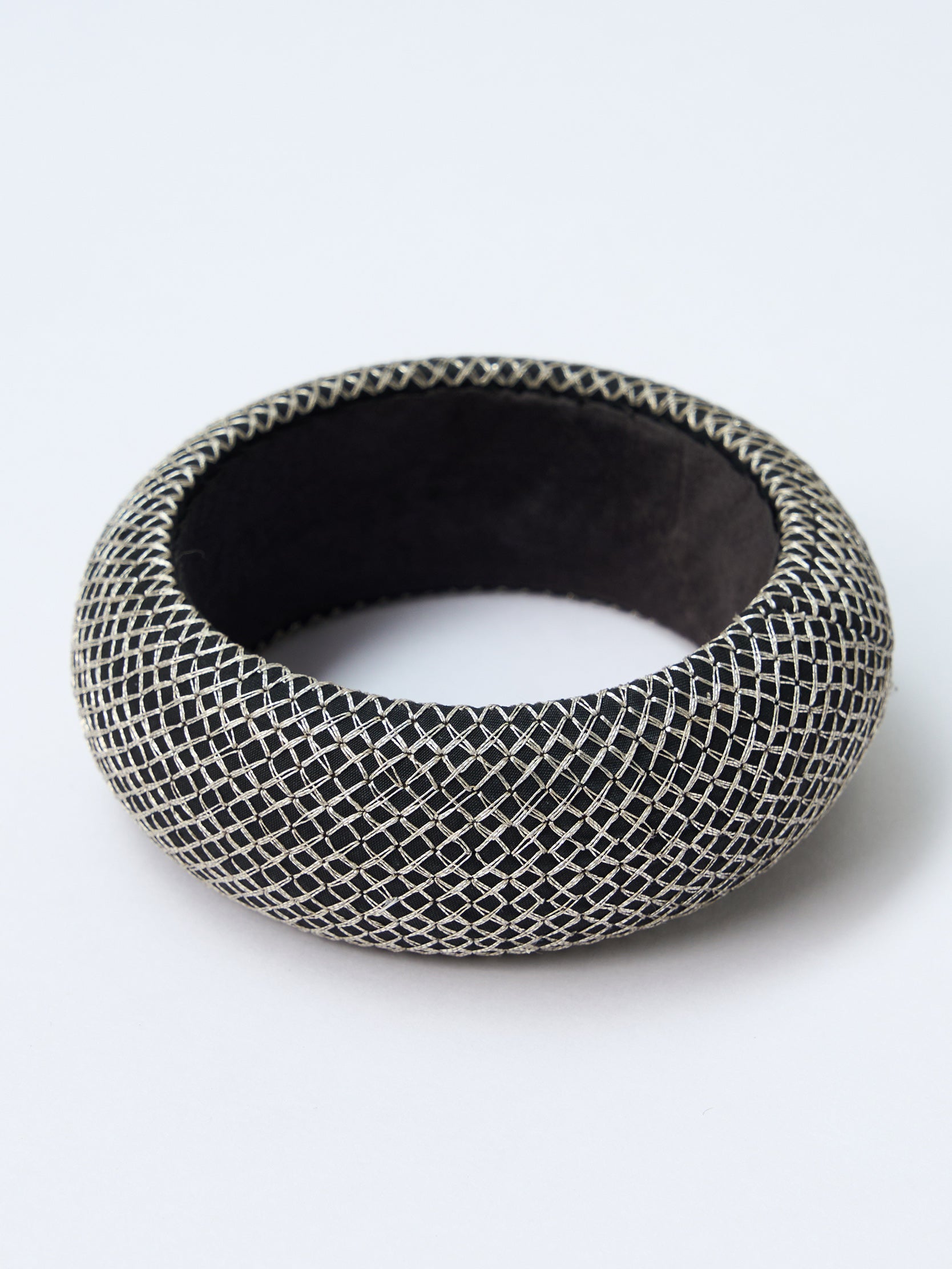 Gambiered canton silk embroidered bangle