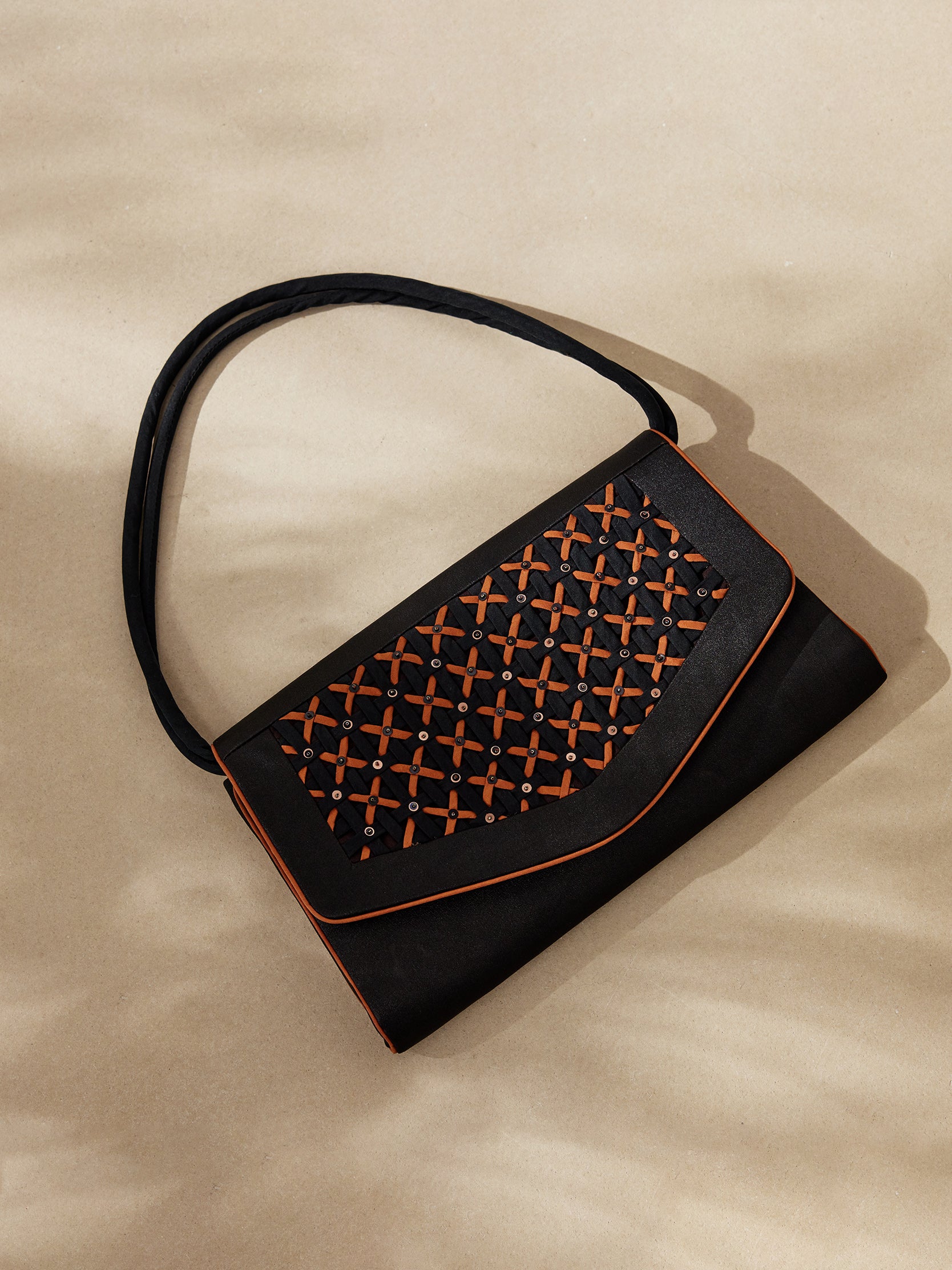 Gambiered canton silk woven beaded multi-purpose bag