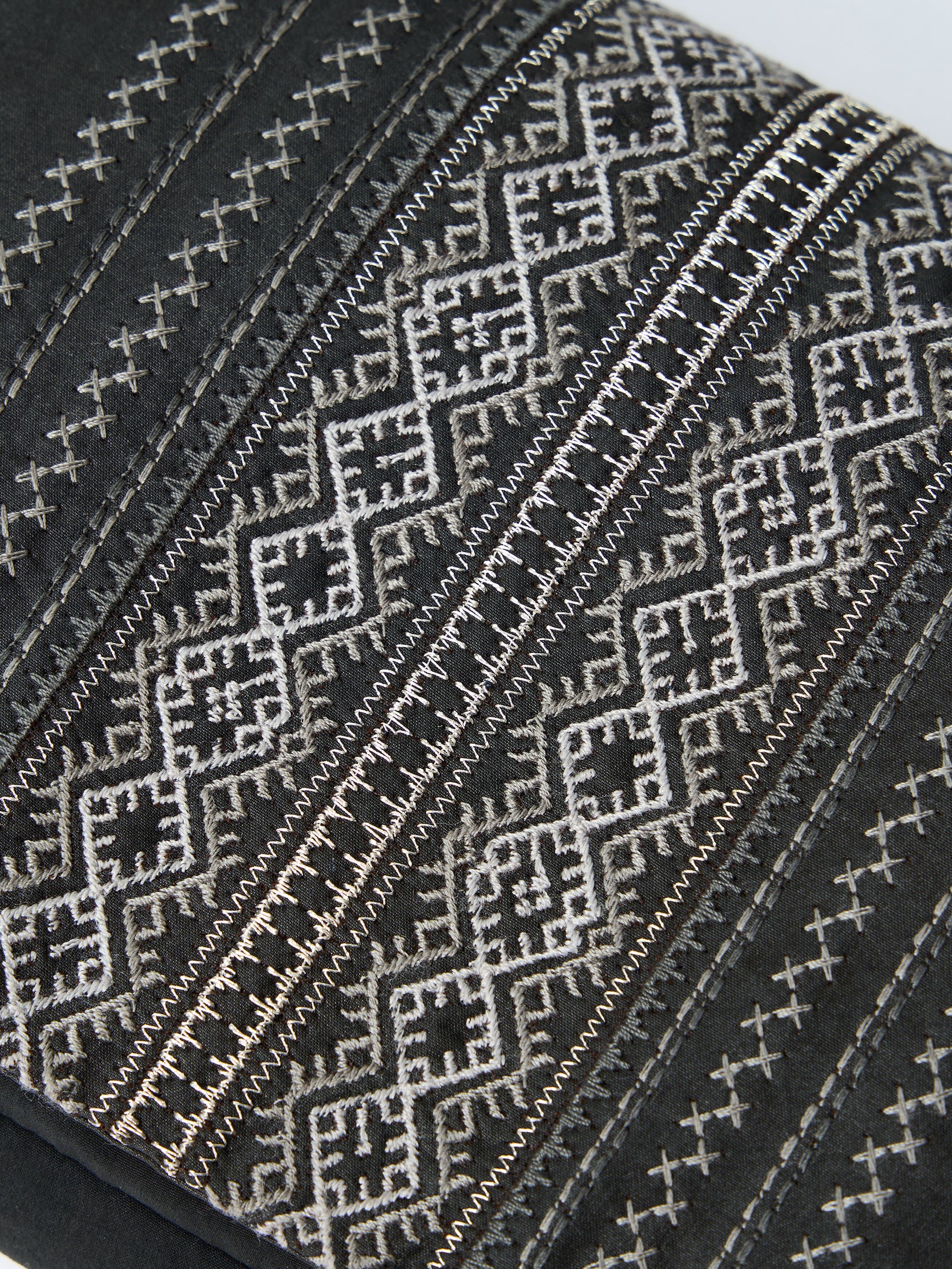 Gambiered canton silk embroidered beaded fringed multi-purpose bag