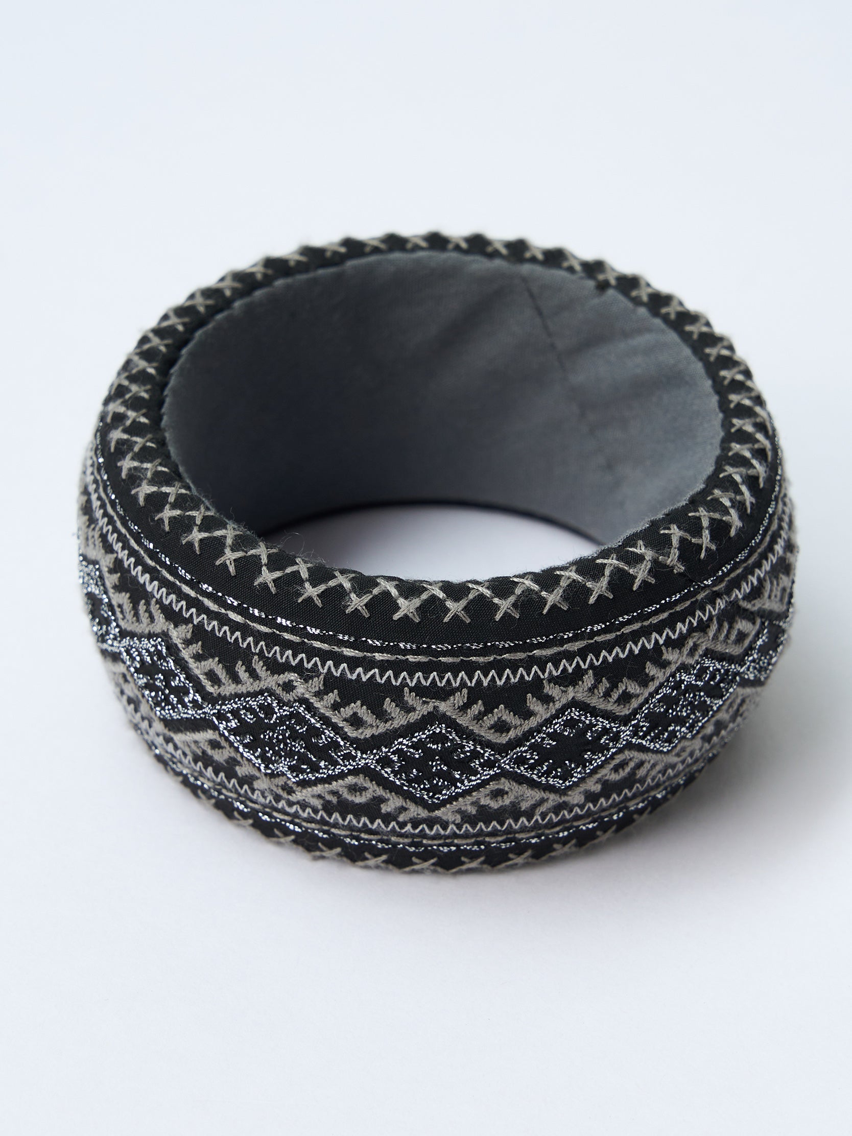 Gambiered canton silk embroidered wide bangle