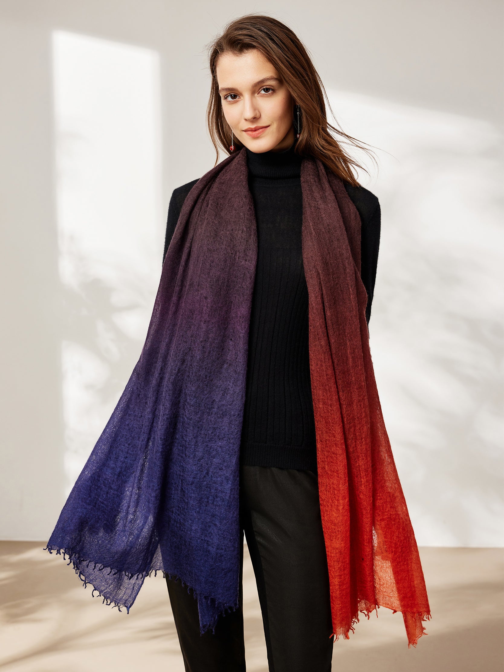 Long cashmere gradient scarf