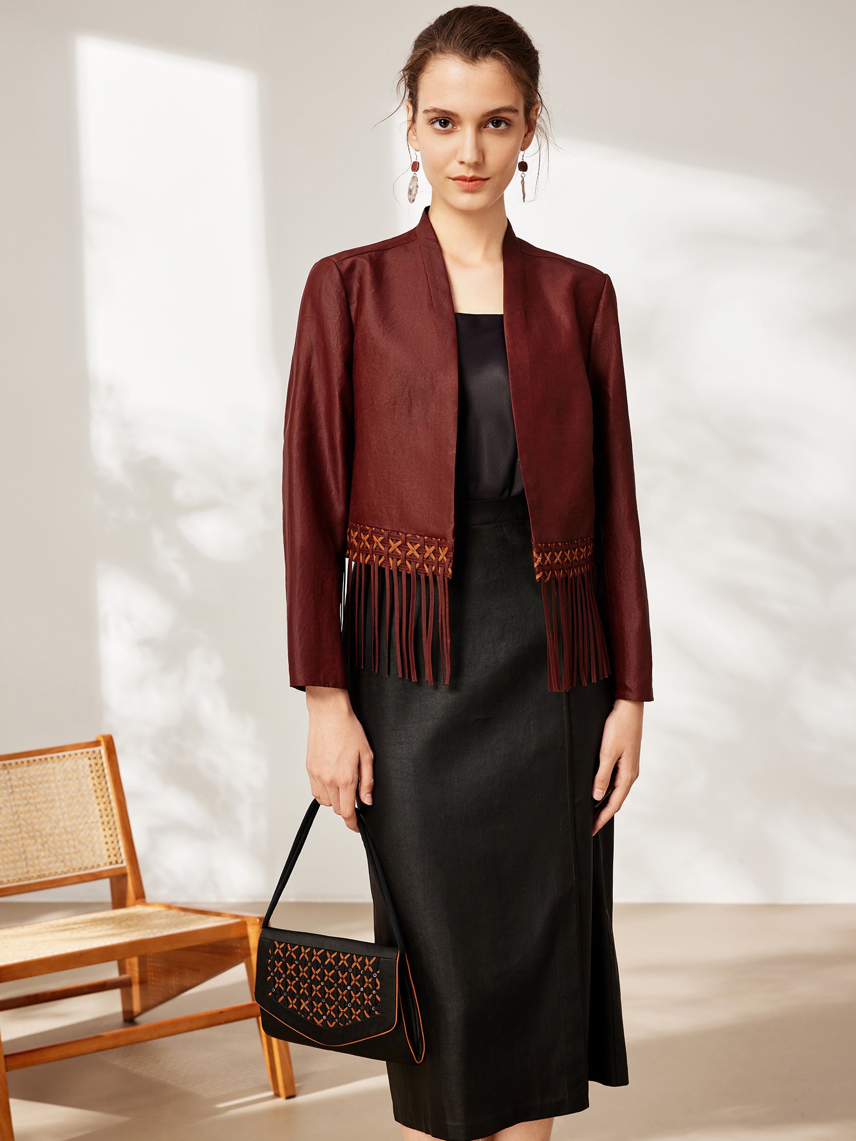 Gambiered canton silk woven beaded multi-purpose bag